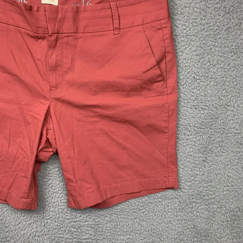 J.Crew Frankie Shorts Womens 16 Pink Chino Twill Stretch Bermuda Flat Front